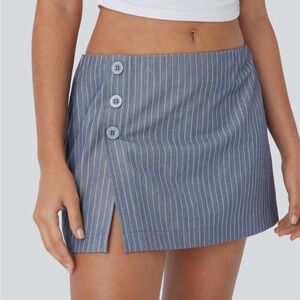 HALARA Blue Pinstripe Mini Skirt